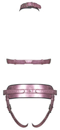 Harness set glanzend metallic met zilveren details - Roze