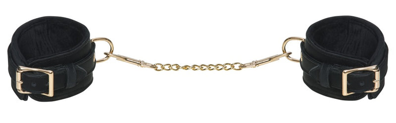 Handboeien met fluweel en gouden details - Zwart