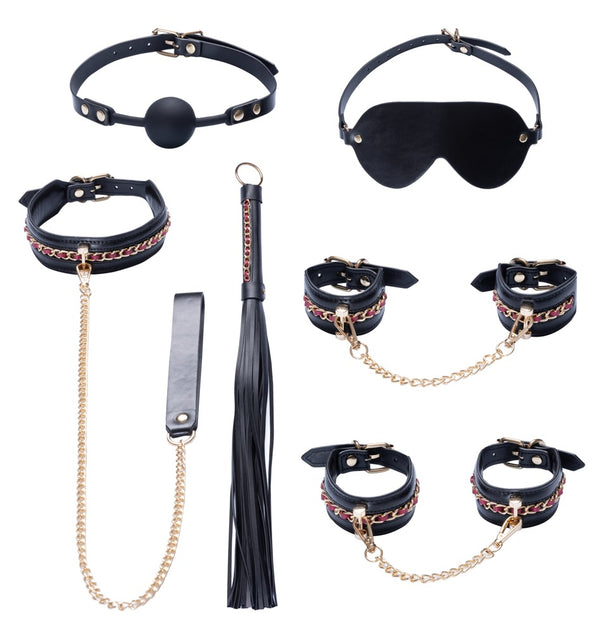 Bad Kitty 6-delige bondage set met kunstleer - Zwart - Bad Kitty - SKU: 24937641001