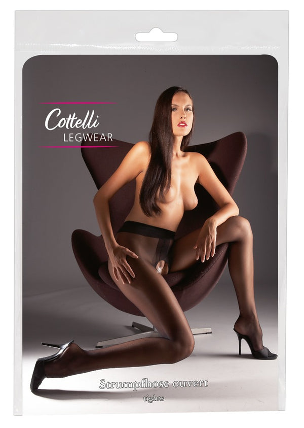 Cottelli LEGWEAR open kruis panty - Zwart - Cottelli LEGWEAR - SKU: 25100571021