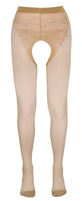Cottelli LEGWEAR Panty kruisloos met Cubaanse hak - Huidskleur