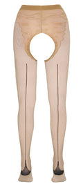 Cottelli LEGWEAR Panty kruisloos met Cubaanse hak - Huidskleur