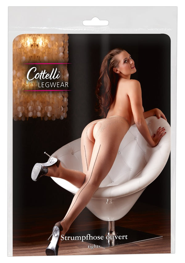 Cottelli LEGWEAR kruisloze panty 1 - Huidskleur Licht - Cottelli LEGWEAR - SKU: 25100735601