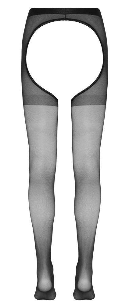 Cottelli LEGWEAR Panty kruisloos met open bil - Zwart