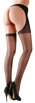 Cottelli LEGWEAR Panty kruisloos met open bil - Zwart