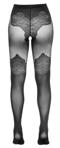 Cottelli LEGWEAR kruisloze panty over-de-knie - Zwart