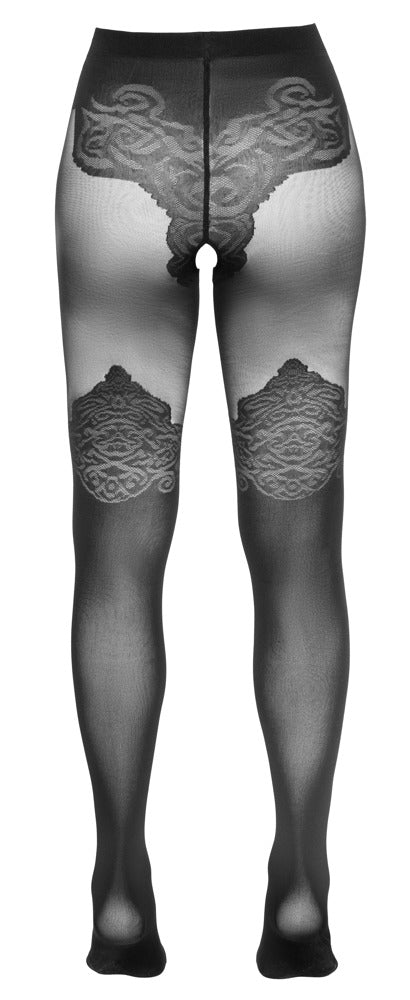 Cottelli LEGWEAR kruisloze panty over-de-knie - Zwart