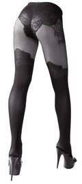 Cottelli LEGWEAR Panty over-de-knie met open kruis - Zwart