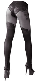 Cottelli LEGWEAR kruisloze panty over-de-knie - Zwart