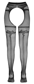 Cottelli LEGWEAR kruisloze panty met kousenband - Zwart