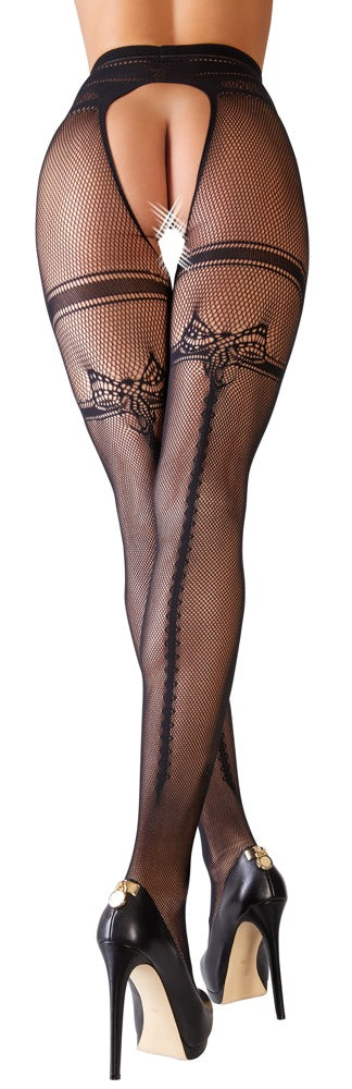 Cottelli LEGWEAR kruisloze visnet panty - Zwart - Cottelli LEGWEAR - SKU: 25102511111