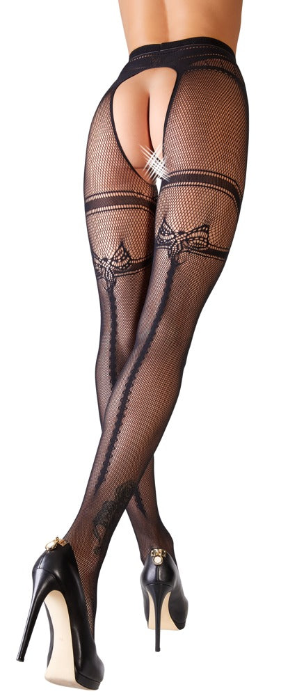 Cottelli LEGWEAR kruisloze visnet panty - Zwart - Cottelli LEGWEAR - SKU: 25102511111
