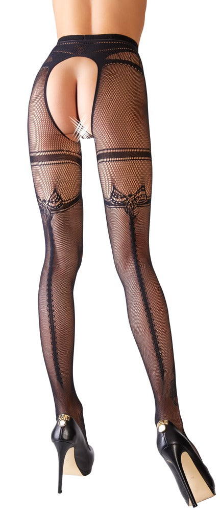 Cottelli LEGWEAR kruisloze visnet panty - Zwart - Cottelli LEGWEAR - SKU: 25102511111