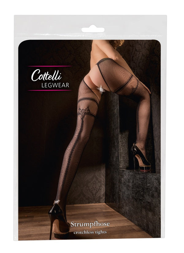 Cottelli LEGWEAR kruisloze visnet panty - Zwart - Cottelli LEGWEAR - SKU: 25102511111