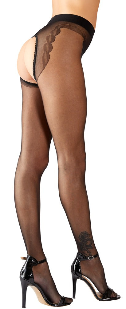 Cottelli LEGWEAR kruisloze fluweelpanty - Zwart - Cottelli LEGWEAR - SKU: 25102861611