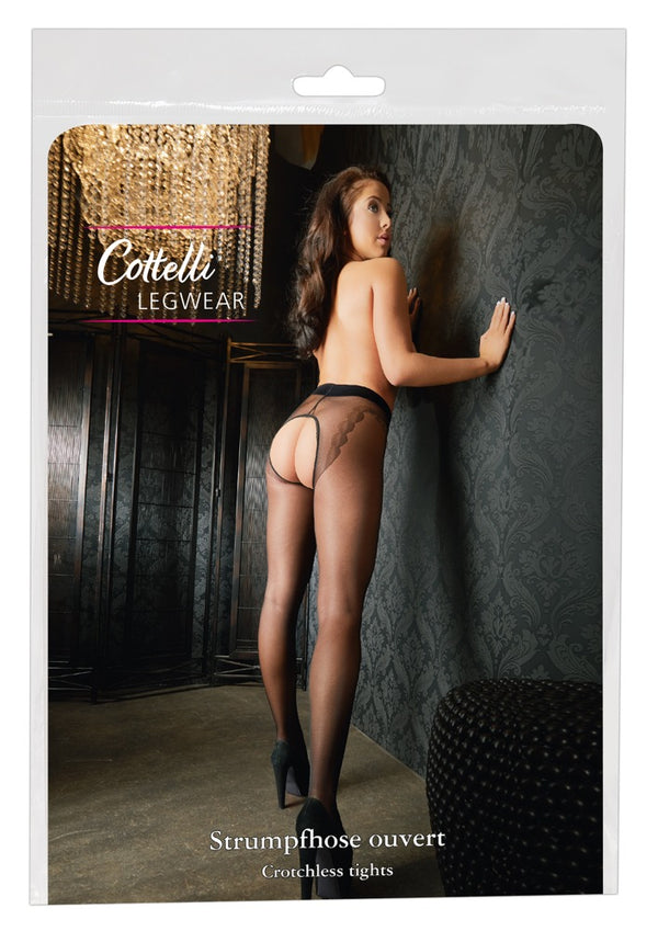 Cottelli LEGWEAR kruisloze fluweelpanty - Zwart - Cottelli LEGWEAR - SKU: 25102861611