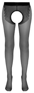 Cottelli LEGWEAR Kruisloze panty met siernaad - Zwart