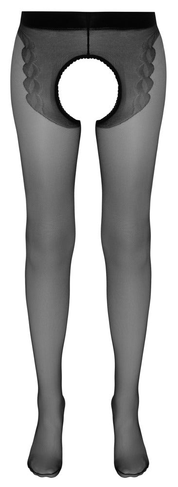 Cottelli LEGWEAR Kruisloze panty met rode naad - Zwart - Cottelli LEGWEAR - SKU: 25103161611