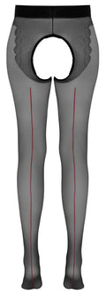 Cottelli LEGWEAR Kruisloze panty met siernaad - Zwart