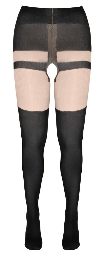 Cottelli LEGWEAR panty met open kruis - Zwart - Cottelli LEGWEAR - SKU: 25103401611