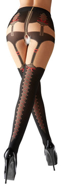 Cottelli LEGWEAR Panty met jarretels open kruis - Zwart