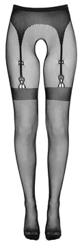 Cottelli LEGWEAR Panty kruisloos met jarretelband - Zwart