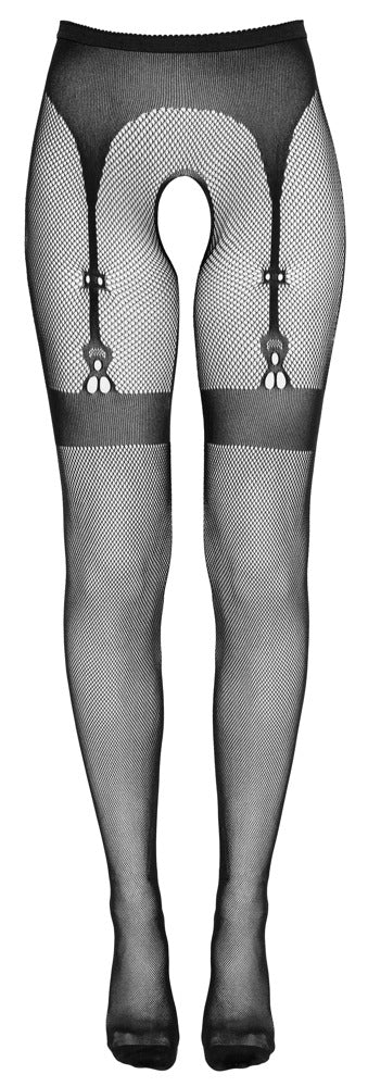 Cottelli LEGWEAR Panty kruisloos met jarretelband - Zwart