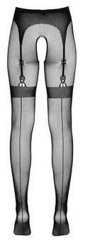 Cottelli LEGWEAR Panty kruisloos met jarretelband - Zwart
