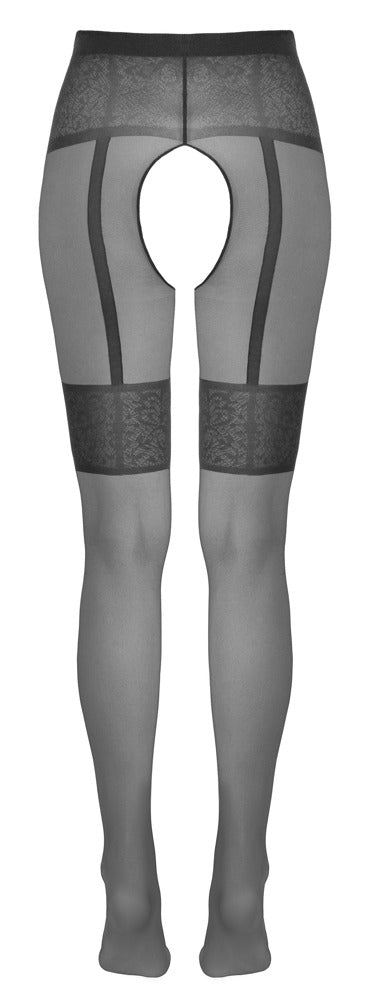 Cottelli LEGWEAR Panty kruisloos met jarretelceintuur - Zwart