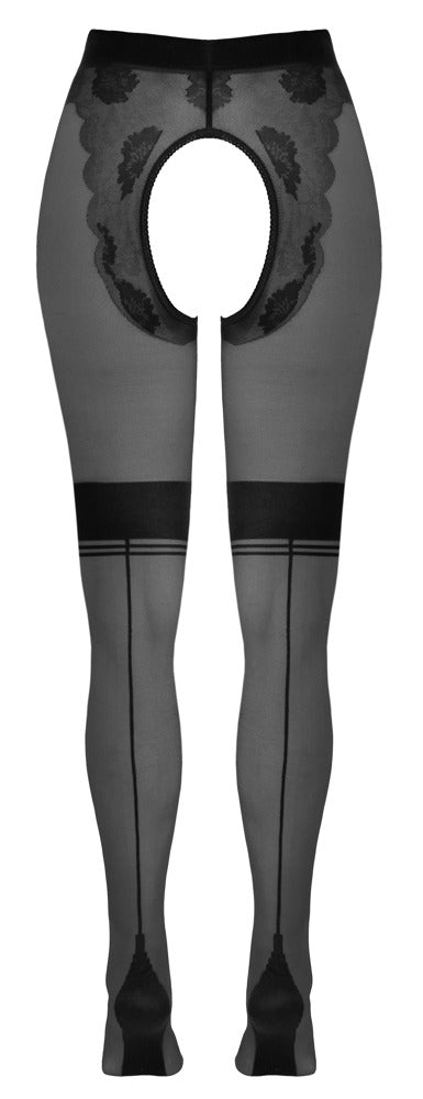 Cottelli LEGWEAR kruisloze panty met retrostijl - Zwart - Cottelli LEGWEAR - SKU: 25104131611