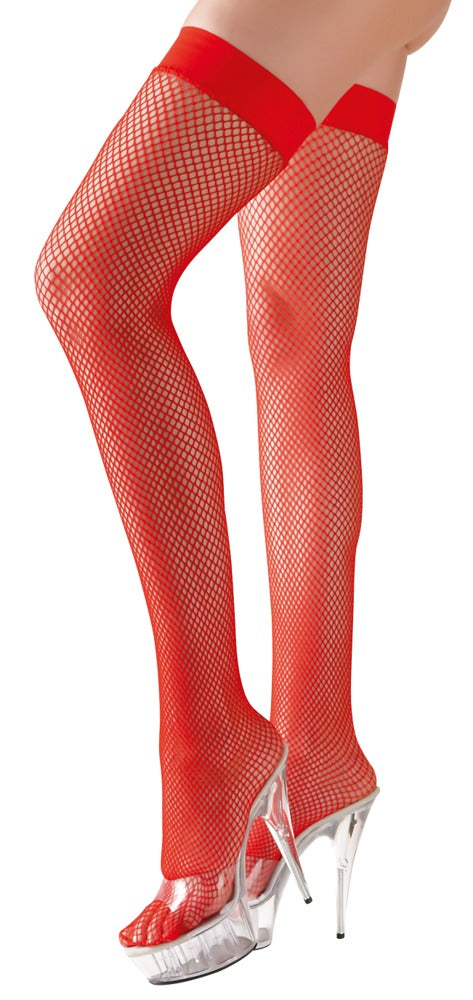 Cottelli LEGWEAR Hold-up kousen met silicone voering - Rood - Cottelli LEGWEAR - SKU: 25200443021