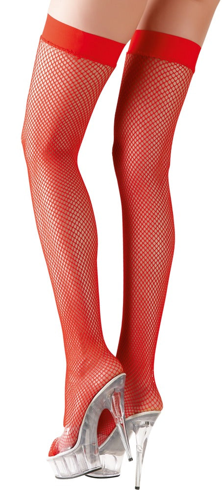 Cottelli LEGWEAR Hold-up kousen met silicone voering - Rood - Cottelli LEGWEAR - SKU: 25200443021
