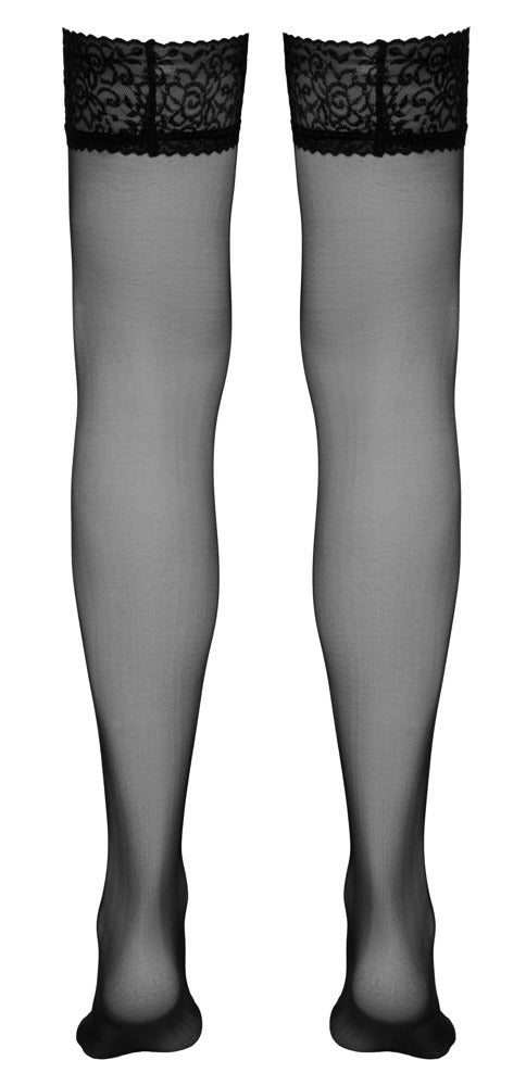Cottelli LEGWEAR Hold-up stockings met kanten bovenstuk - Zwart - Cottelli LEGWEAR - SKU: 25200791601