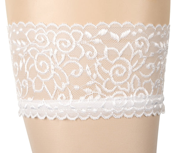 Cottelli LEGWEAR Hold-up stockings met 7 cm kanten bovenstuk - Wit - Cottelli LEGWEAR - SKU: 25200792601