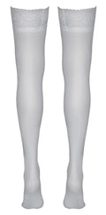 Cottelli LEGWEAR Hold-up stockings met 7 cm kanten bovenstuk - Wit
