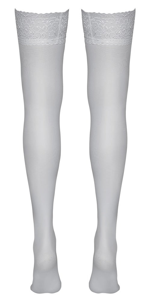 Cottelli LEGWEAR Hold-up stockings met 7 cm kanten bovenstuk - Wit - Cottelli LEGWEAR - SKU: 25200792601