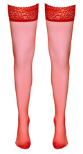 Cottelli LEGWEAR Hold-up kousen met 7 cm kanten bovenstuk - Rood