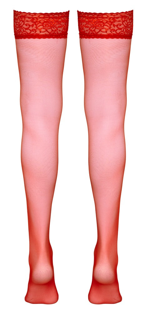 Cottelli LEGWEAR Hold-up kousen met 7 cm kanten bovenstuk - Rood