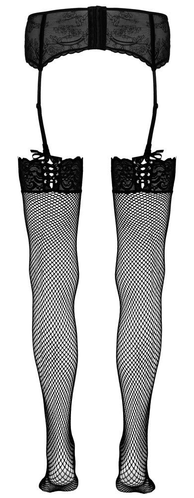 Cottelli LEGWEAR netkousen met veters - Zwart - Cottelli LEGWEAR - SKU: 25201171111