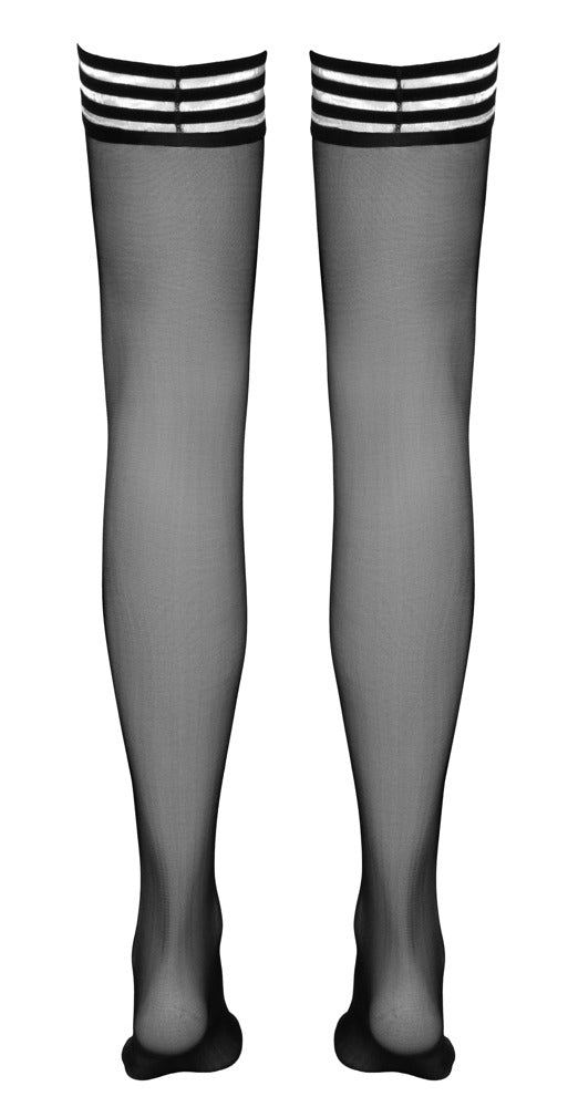 Cottelli LEGWEAR Hold-up kousen met ringpatroon - Zwart - Cottelli LEGWEAR - SKU: 25201921601