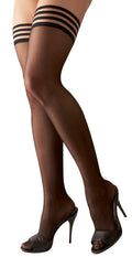 Cottelli LEGWEAR Hold-up kousen met ringpatroon - Zwart
