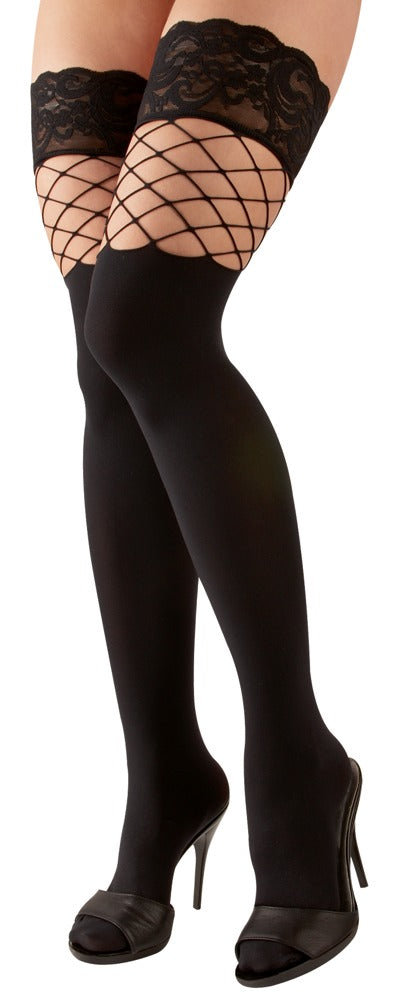 Cottelli LEGWEAR 2-in-1 netstockings - Zwart - Cottelli LEGWEAR - SKU: 25202491111