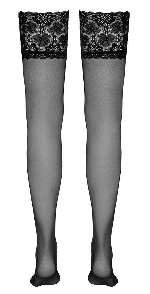 Cottelli LEGWEAR Overval stockings halterloze - Zwart - Cottelli LEGWEAR - SKU: 25205321611