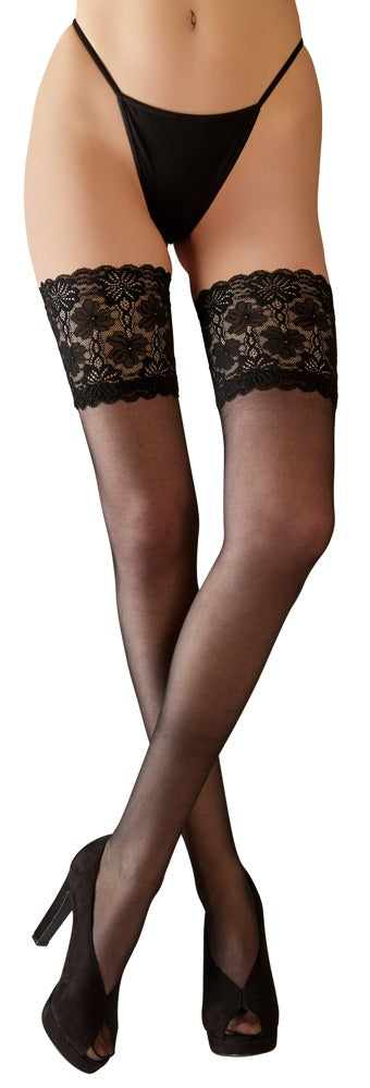 Cottelli LEGWEAR Overval stockings halterloze - Zwart - Cottelli LEGWEAR - SKU: 25205321611