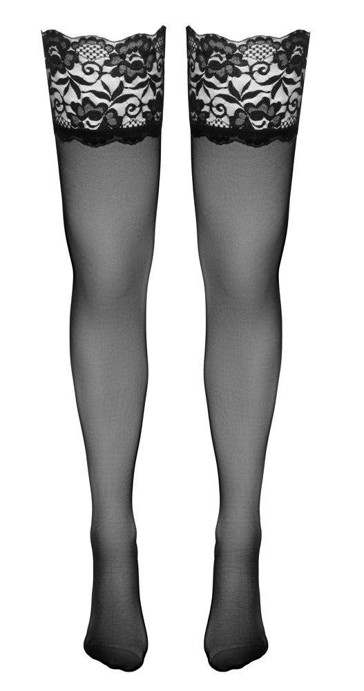 Cottelli LEGWEAR Hold-up kousen met 12 cm kant - Zwart