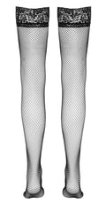 Cottelli LEGWEAR Hold-up stockings met kant en silicone voering - Zwart
