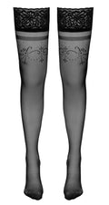 Cottelli LEGWEAR Hold-up kousen met kant en siliconen voering - Zwart