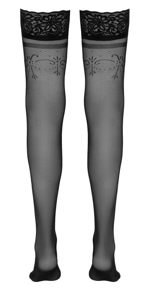 Cottelli LEGWEAR Hold-up kousen met kant en siliconen voering - Zwart - Cottelli LEGWEAR - SKU: 25206211611