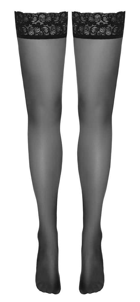 Cottelli LEGWEAR hold-up kousen met kantrand - Zwart - Cottelli LEGWEAR - SKU: 25206801641