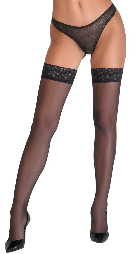 Cottelli LEGWEAR hold-up kousen met kantrand - Zwart - Cottelli LEGWEAR - SKU: 25206801641